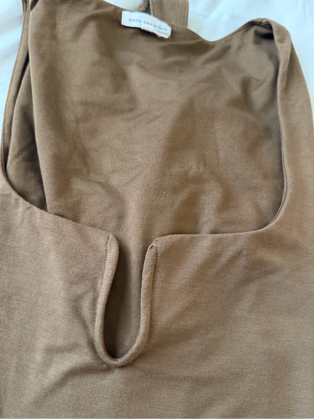 NWOT GOOD AMERICAN V BAR SQUARE NECK BODYSUIT WOMENS SIZE 4 BROWN SCULPTING - Picture 10 of 10